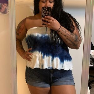 Peplum blue tye die tube top!